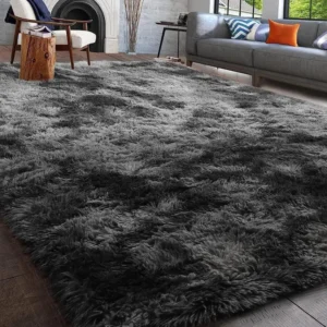 Large shaggy fluffy rug for living room, bedroom, and anti-slip soft carpet floor mat